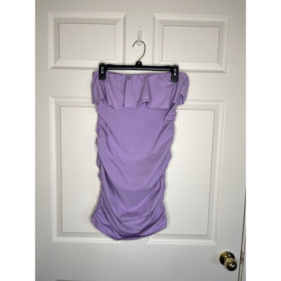 Victoria Secret Bra Top Purple Strapless Sundress Ruched Cotton Medium - Picture 3 of 6